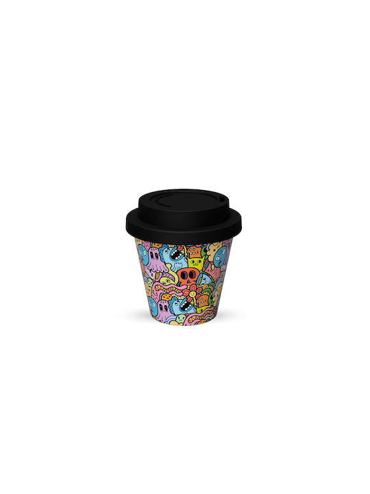 Total Gift Doodle Cană Bambus cu Capac Multicoloră 90ml 1buc