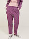 Jack & Jones Women's High-waisted Fabric Capri Trousers in Regular Fit Berry Conserve