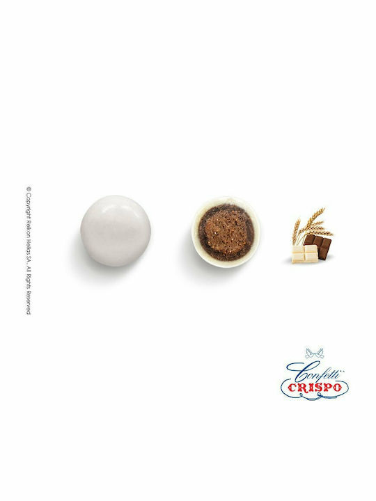 Confetti Crispo Crispy Wedding Sugared Almonds Krixi in Round Shape with Chocolate Flavour White 900g