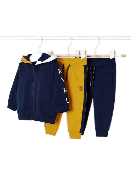 Mayoral Kids Sweatpants Set Navy Blue 3pcs