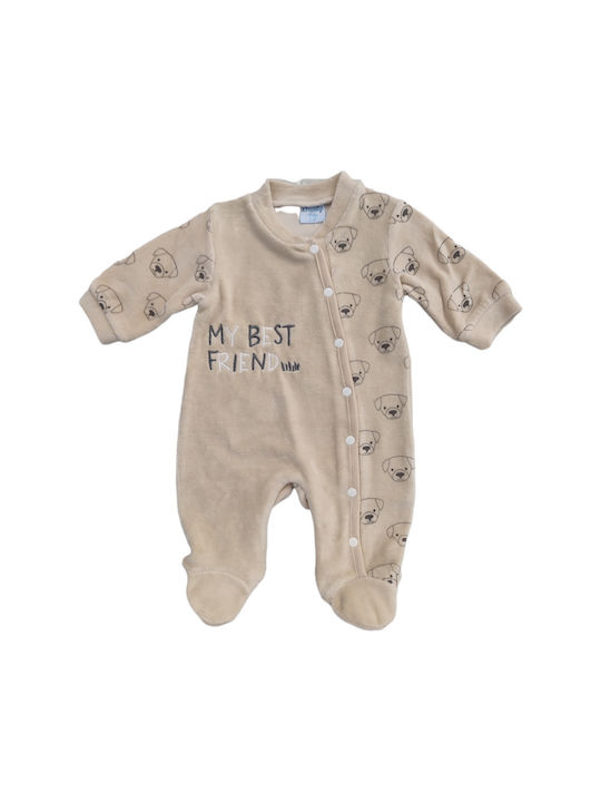 Funky Baby Bodysuit Set Long-Sleeved Velvet Beige