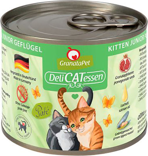 Granata Pet Foods Delicatessen Pate Kitten Wet Food for Young Cats in Cans with Poultry Grain-Free 200gr