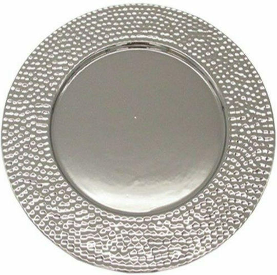 Art et Lumiere Round Ceramic Decorative Platter Silver 30x30cm