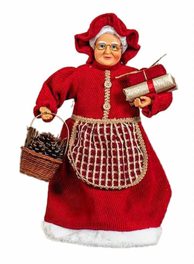 Decorativă Moș Crăciunița Roșuη din Tesatura 45cm.