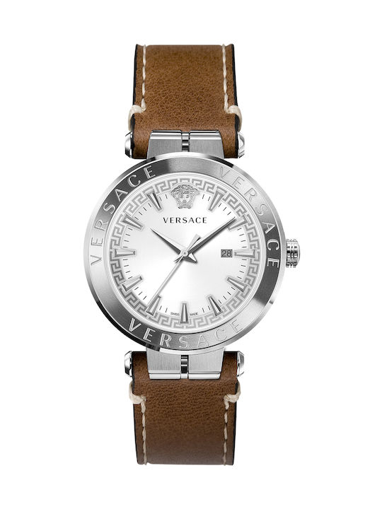 Versace Aion Watch Battery with Brown Leather Strap