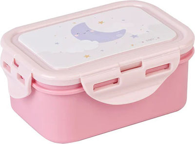 Saro Rainbow Kids Lunch Plastic Box 0.35lt Pink L15xW10.5xH5.5cm