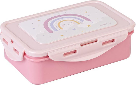Saro Rainbow Πλαστικό Παιδικό Δοχείο Φαγητού 0.55lt Ροζ