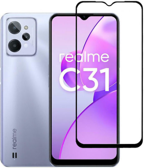 Powertech 5D Full Glue Full Face Tempered Glass Black (Realme C31)