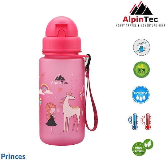 AlpinPro Kids Water Bottle Butterfly Plastic with Straw Non Spill Kids 400ml