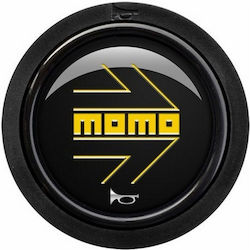 Momo Car Emblem Decoration Momo Steering Wheel Button Yellow in Black Color