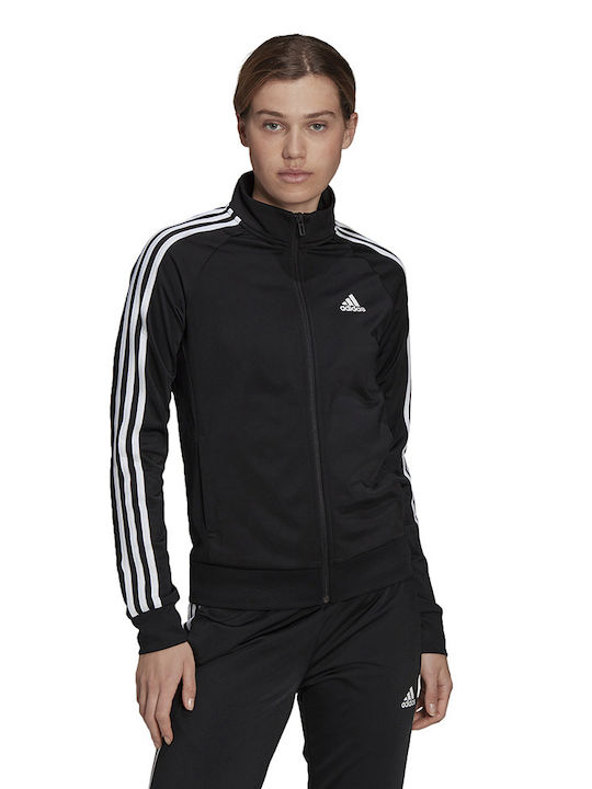 Adidas Primegreen Essentials Γυναικεία Ζακέτα Φούτερ Μαύρη