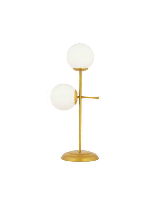 ArteLibre Gun Metal Table Lamp for Socket E27 with White Shade and Gold Base