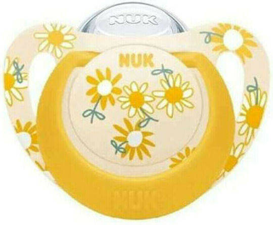 Nuk Star Pacifier Silicone with Case Flowers - Yellow for 18-36 months