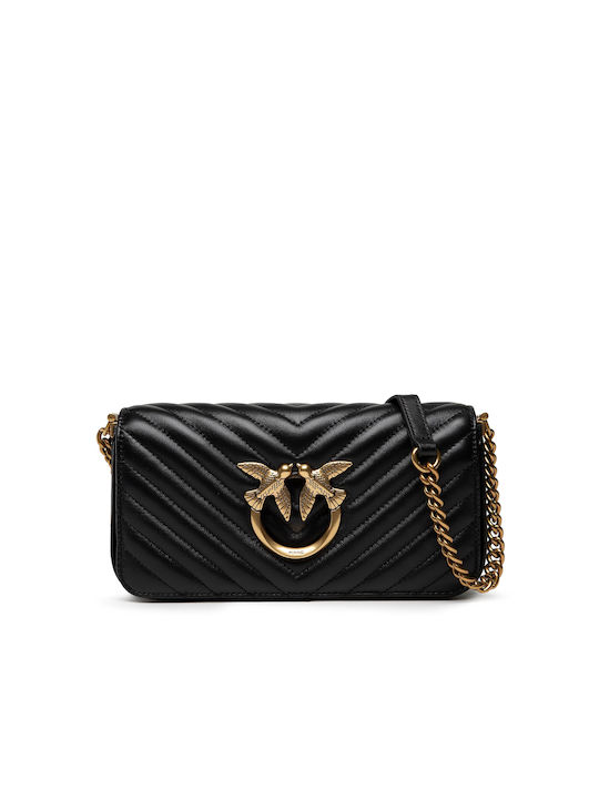 Pinko Love Click Baguette Mini Chevron Leather Women's Bag Crossbody Black
