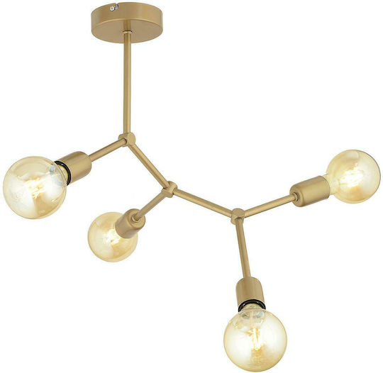 ArteLibre Darv Ceiling Light Gold for 4 Bulbs E27 50x40cm