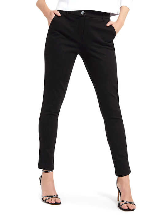 Guess Zoe Γυναικείο Ψηλόμεσο Υφασμάτινο Παντελόνι σε Κανονική Εφαρμογή Μαύρο