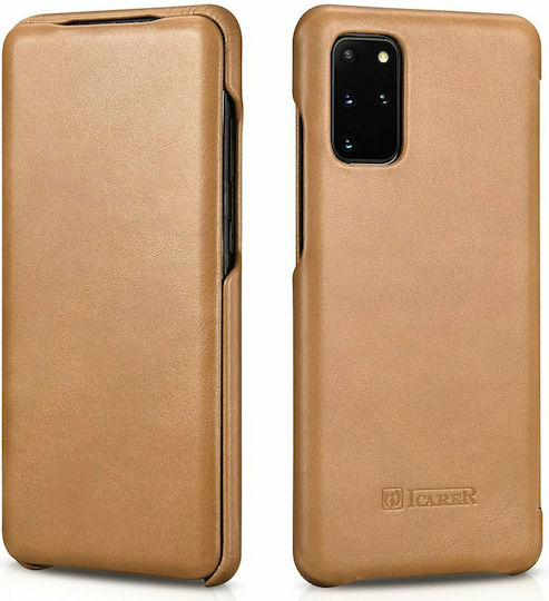 iCarer Curved Edge Vintage Folio Книга Кожа Khaki (Galaxy S20 Ultra)