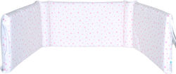 Baby Star Crib Bumpers Classic Inside White with Pink Stars 40x205cm