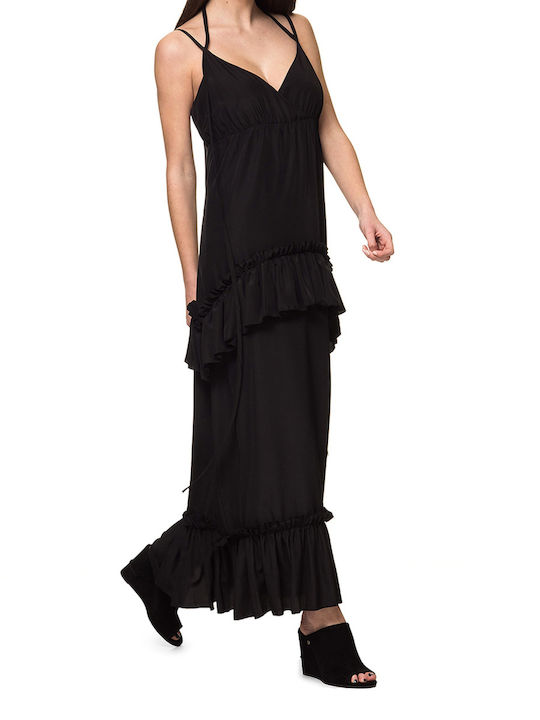 Silvian Heach Astorga Summer Maxi Dress with Ruffle Black