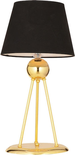 ArteLibre Kun Metall Tischlampe für Fassung E27 mit Schwarz Schirm und Gold Basis