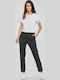 Women's High-waisted Fabric Trousers Carrot Fit Dark Grey
