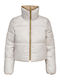 Only Ricky Women's Short Puffer Jacket Double Sided for Winter Beige