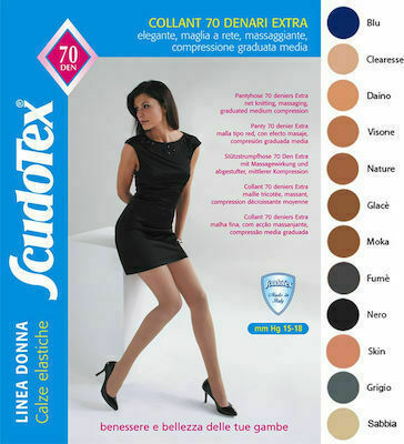 Scudotex Pantyhose Graduated Compression 70 Den 15-18 mmHg Moka