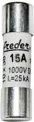 Freder Sicherung Zylindrisch Porzellan 10x38mm 15A für Photovoltaik (88-8150) 1Stück