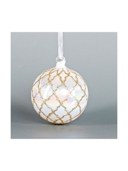 Ornament suspendat Glob De sticlă Alb 8buc