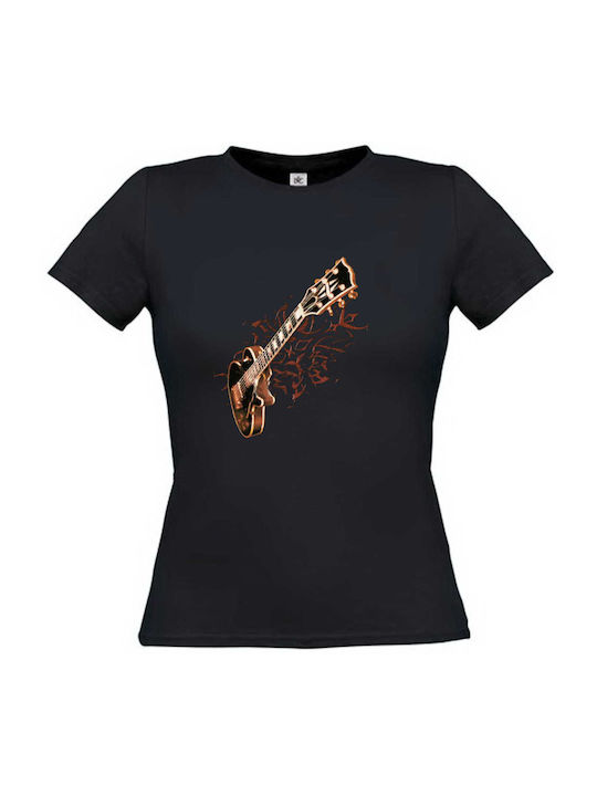Keya Γυναικείο T-shirt Κιθάρα σε Μαύρο χρώμα