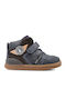 Anatomische Leder Kinderstiefel mit Bügel- und Schleifenverschluss Blau