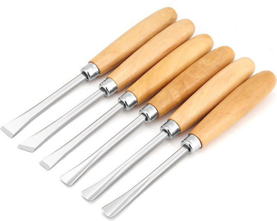 Meißel mit Gerade / Hohle / Skewed / Typ V Klinge mit Hölzernes Griff Set 6Stück