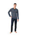 Vamp Men's Winter Cotton Pajamas Set Navy Blue