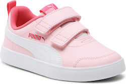 Puma Courtflex Kids Sneakers for Girls with Hoop & Loop Closure Pink