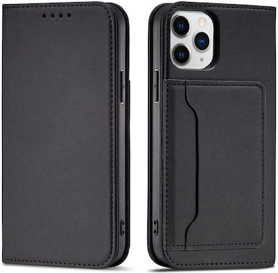 Hurtel Magnet Card Synthetic Leather Wallet Black (iPhone 12 / 12 Pro)