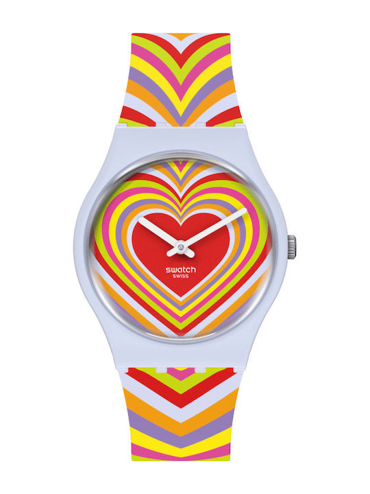 Swatch Groovy Love Men's Watch 34mm Battery with Rubber Strap