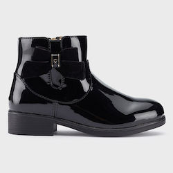 Mayoral Kids Patent Leather Boots with Zipper Black