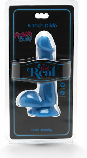 ToyJoy Happy Dicks Get Real Ρεαλιστικό Dildo με Όρχεις και Βεντούζα Blue 15cm