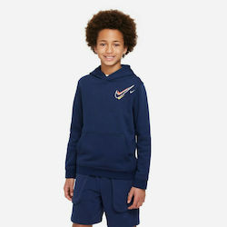 Nike Kids Fleece Sweatshirt with Hood and Pocket Blue