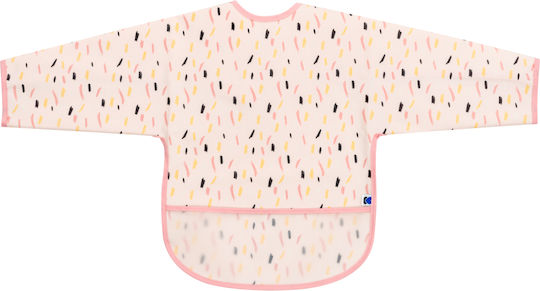 Kikka Boo Arty Waterproof Coverall Plastic with Hoop & Loop Fastener, Pocket & Sleeves Pink