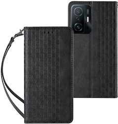 Hurtel Magnet Strap Synthetic Leather Wallet Black (Galaxy A12)