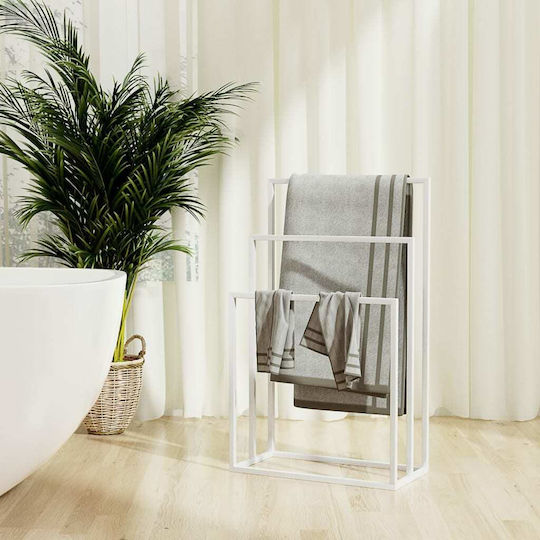 vidaXL Triple Floor Standing Bathroom Freestanding Coat Rack ​48x79cm White