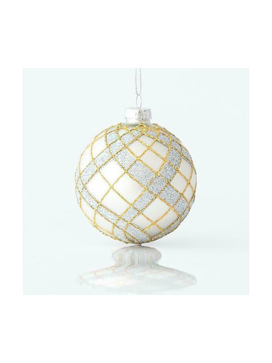 Eurolamp Christmas Glass Ball Ornament Silver 8cm 4pcs