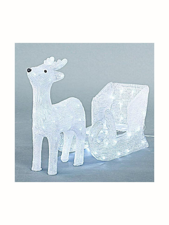 Eurolamp Iluminată De Crăciun Plastică Figurină Ren Alb Înălțime 47cm.