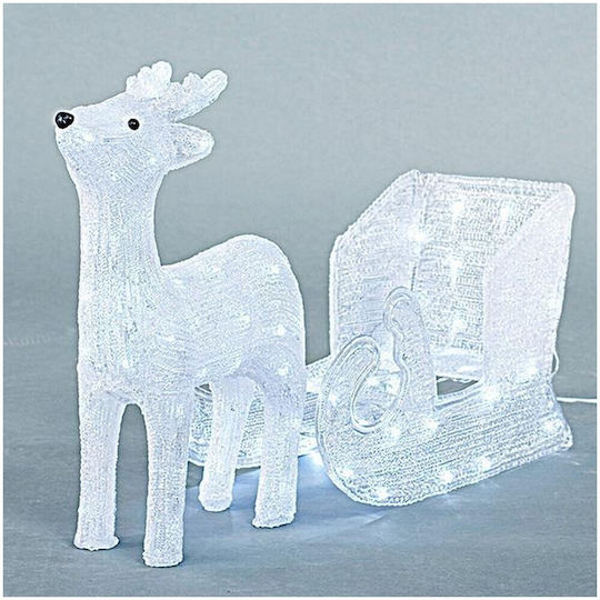 Eurolamp Iluminată De Crăciun Plastică Figurină Ren Alb Înălțime 47cm.