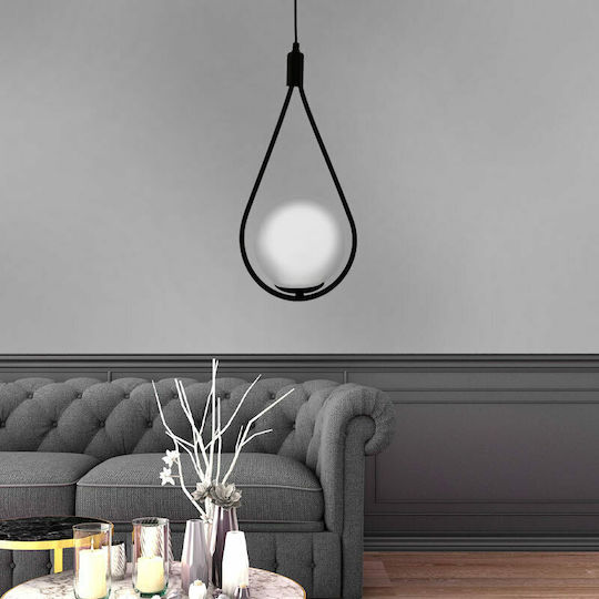 Megapap Shemesh Pendant Light Black Ball with Socket E27 20x20x85cm