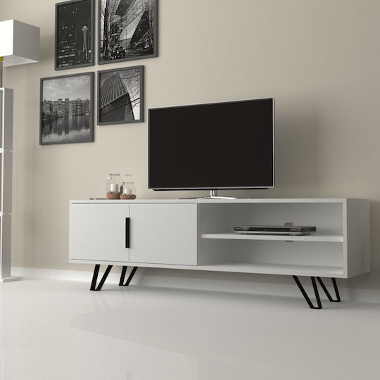 TV-Ständer Fuß Weiß 160x35x49cm