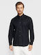 Long-sleeved Cotton Shirt Navy Blue