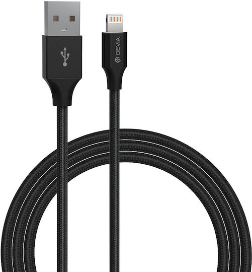 Devia Gracious Geflochten USB-A zu Lightning Kabel Schwarz 2m (DVCB-348693)