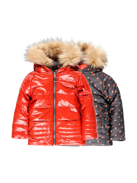 Kids' Parka Short Double Sided with Hood Multicolour